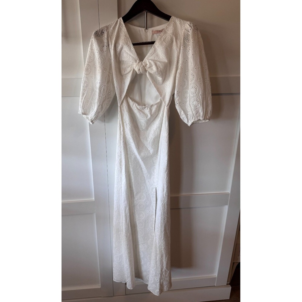 Anthropologie Hutch Eyelet Cutout Maxi Dress White Size 2P Women